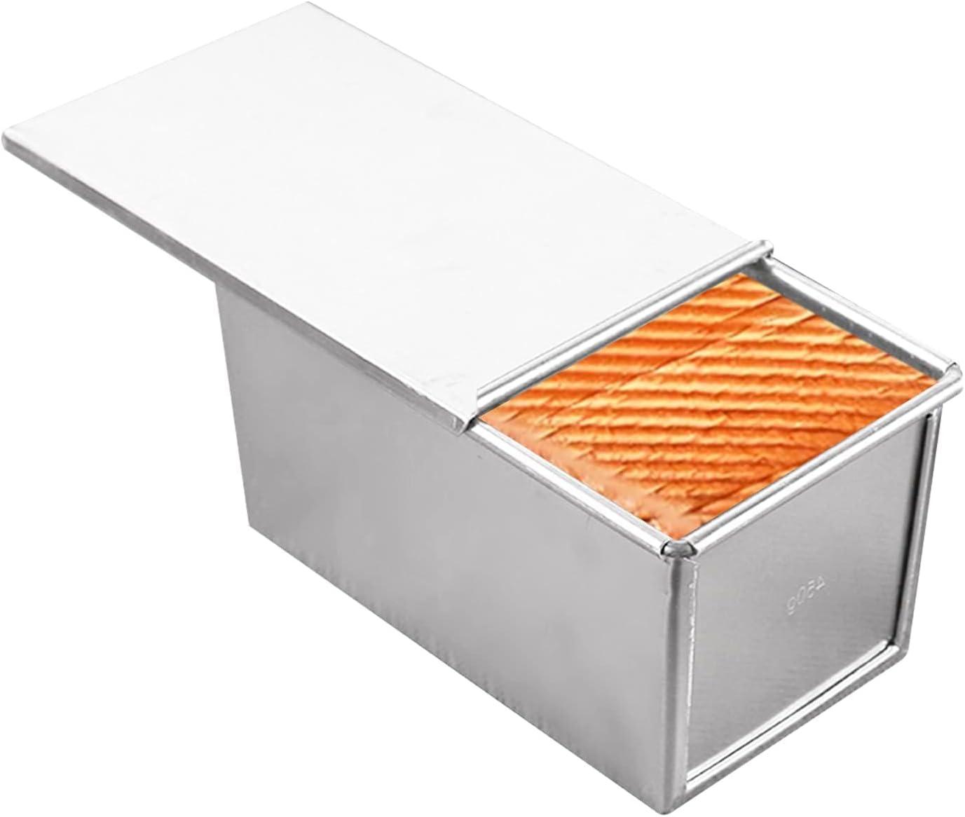 Rectangular Silver Aluminum Non-Stick Loaf Pan with Lid