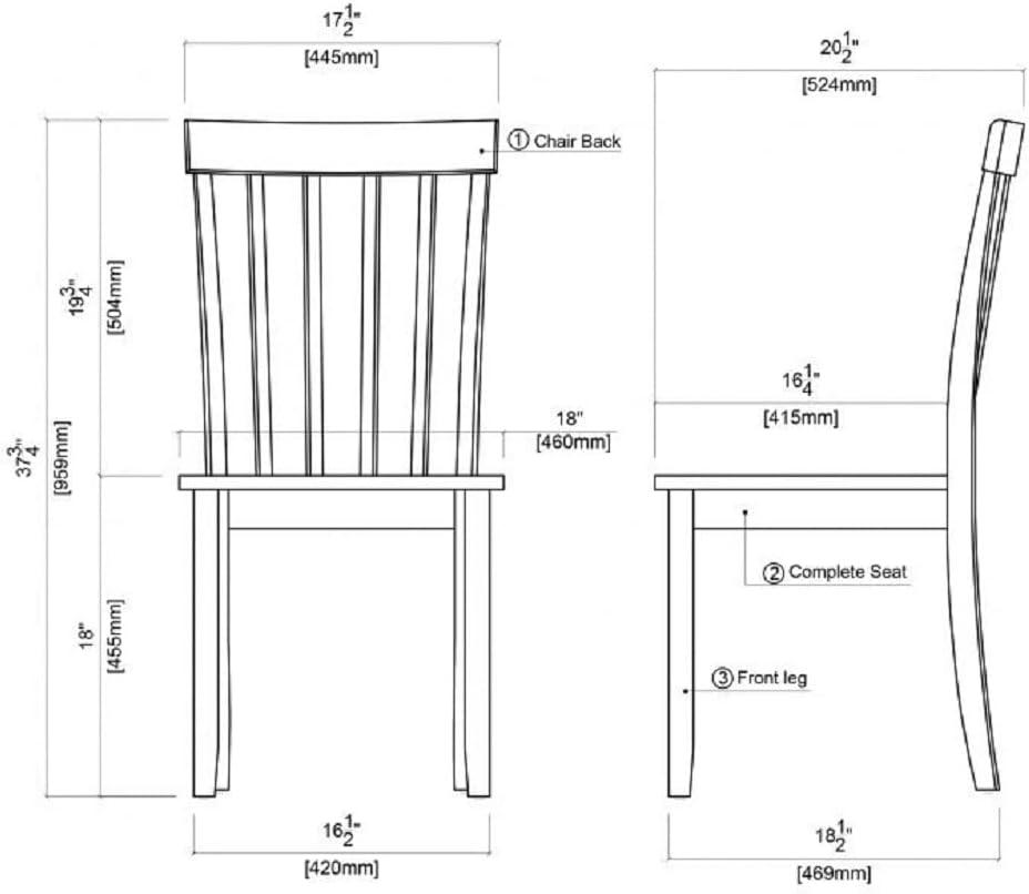 Bloomington Dining Chairs Black And Cherry (Set Of 2) - Boraam: Rubberwood, Comfort Backrest, 250lbs Capacity