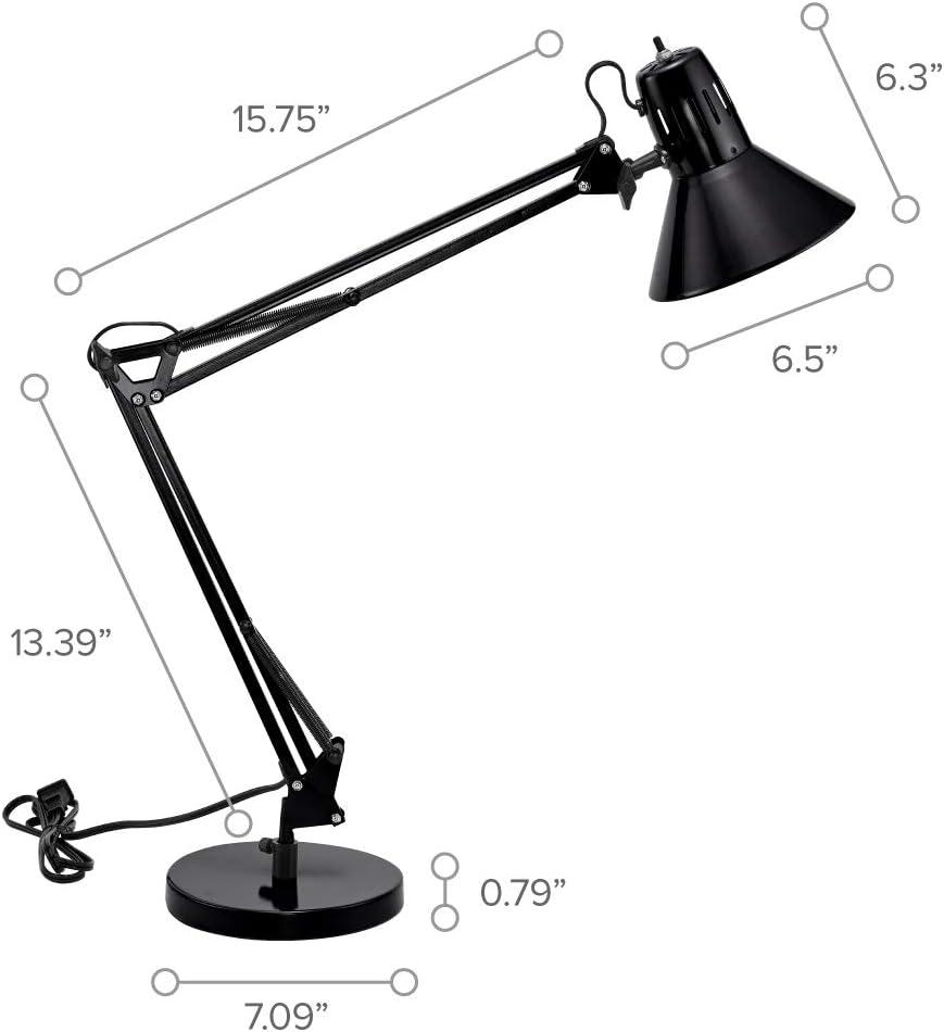 Adjustable Black Metal LED Desk Lamp with Swing Arm