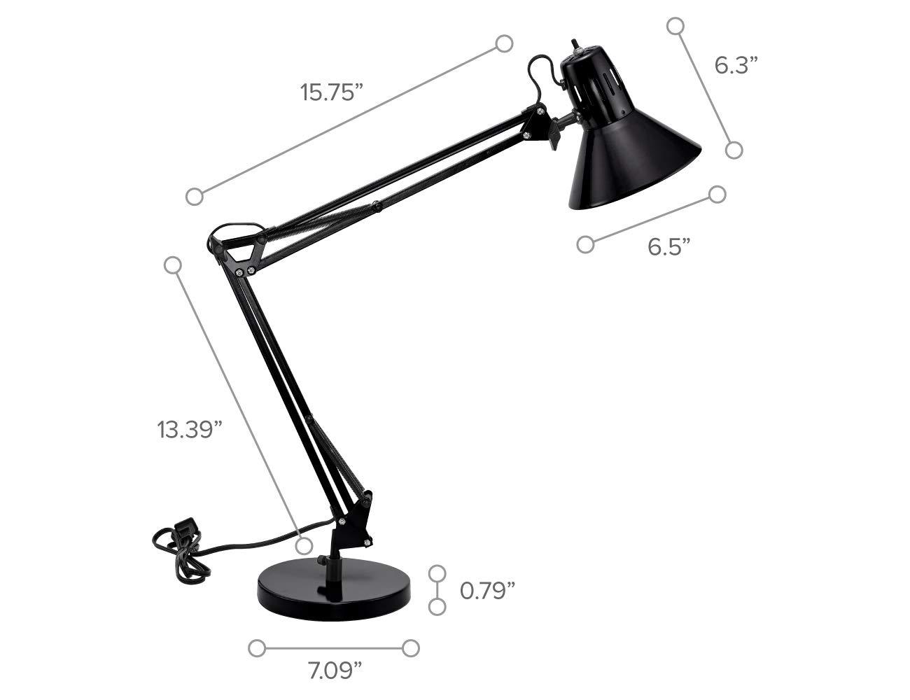 Adjustable Black Metal LED Desk Lamp with Swing Arm