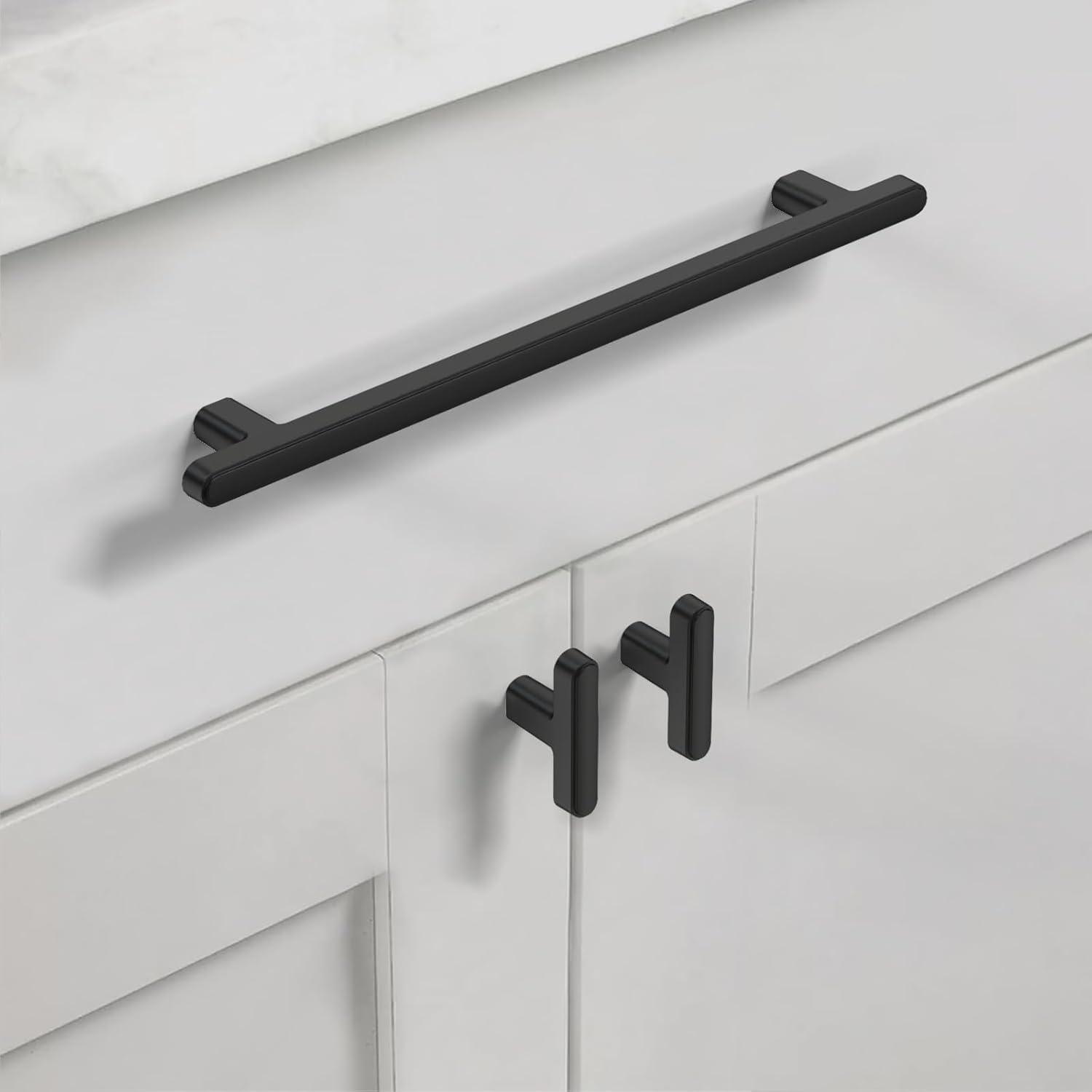 10-Inch Matte Black Modern Cabinet Bar Pulls with Mounting Hardware