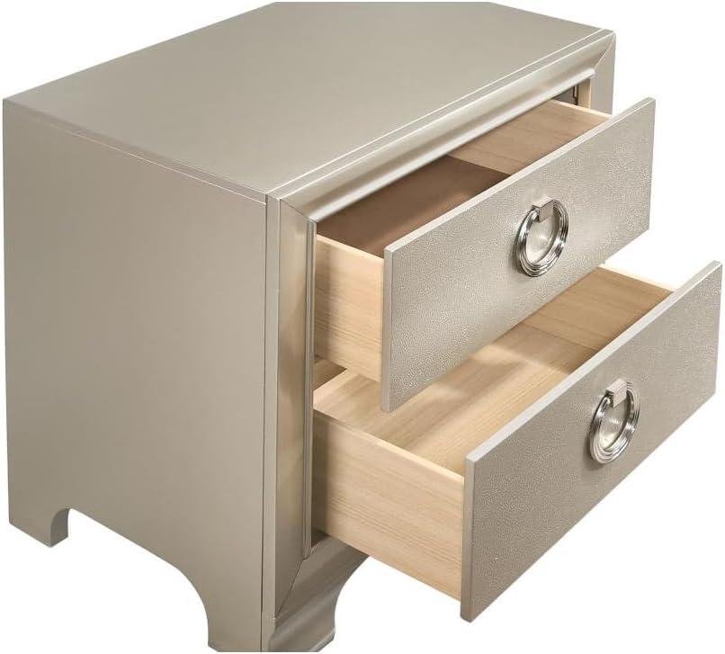 Salford 2-drawer Nightstand Metallic Sterling