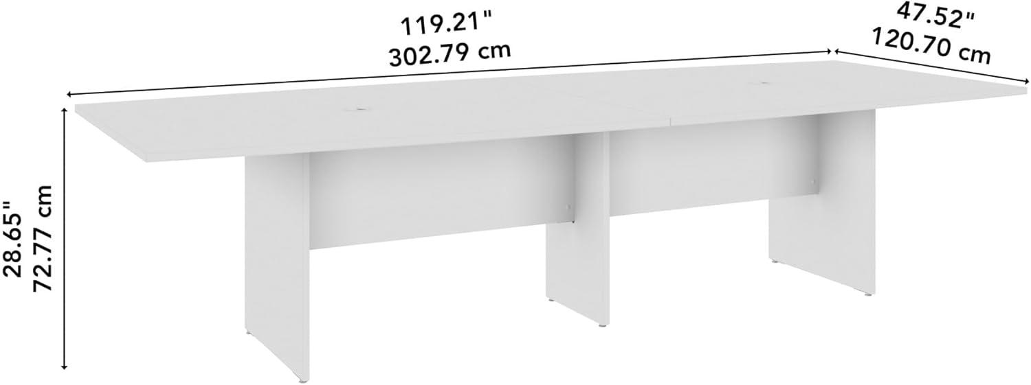 BBF 120W x 48D Boat Shaped Conference Table with Wood Base