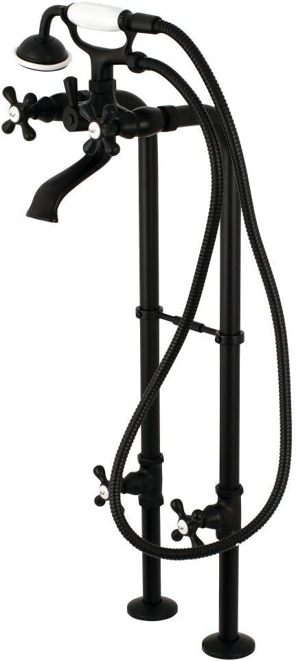 Kingston Brass Kingston Three-Handle 2-Hole Freestanding Tub Faucet with Supply Line and Stop Valve