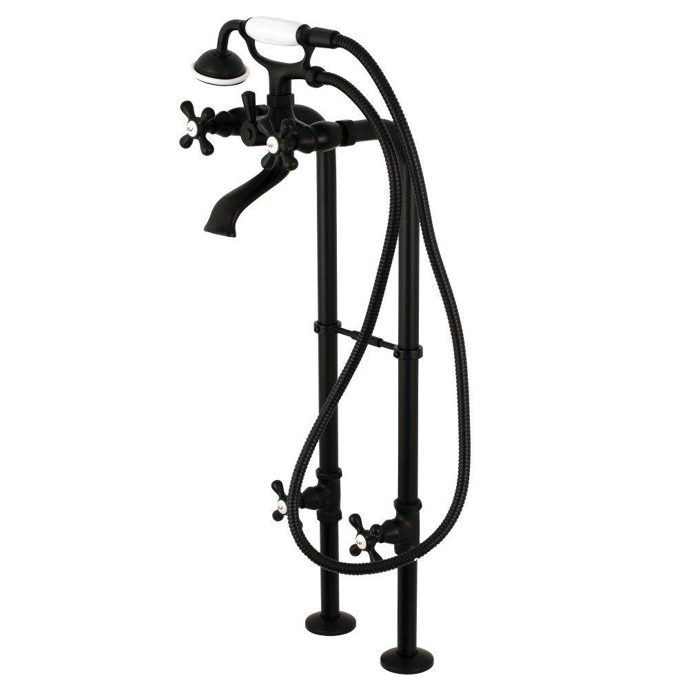 Kingston Brass Kingston Three-Handle 2-Hole Freestanding Tub Faucet with Supply Line and Stop Valve