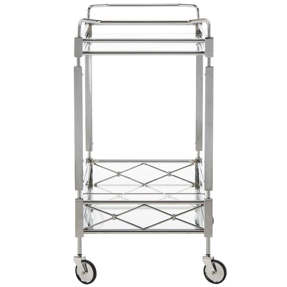 Ingrid 2 Tier Bar Cart - BCT8000A - Chrome/Glass - Safavieh