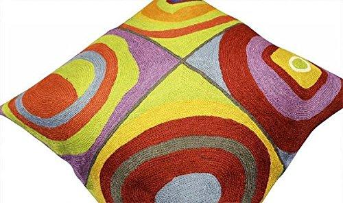 Kandinsky Modern Pillow Cover - Quadrate II | Mid Century Chair Cushions | Abstract Pillows | Contemporary Pillowcase | Modern Accent Pillows | Hand Embroidered Cushion | Wool Size 18x18