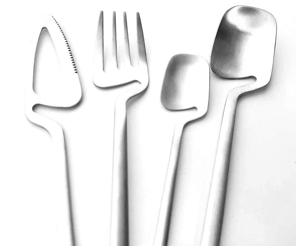 Flatware Set, 24-piece Silverware Cutlery Set with Serving Kitchen Utensil Set Service for 6, 304 Stainless Steel Utensils, Knife/Fork/Spoon, Matte Finish (A-Silver)