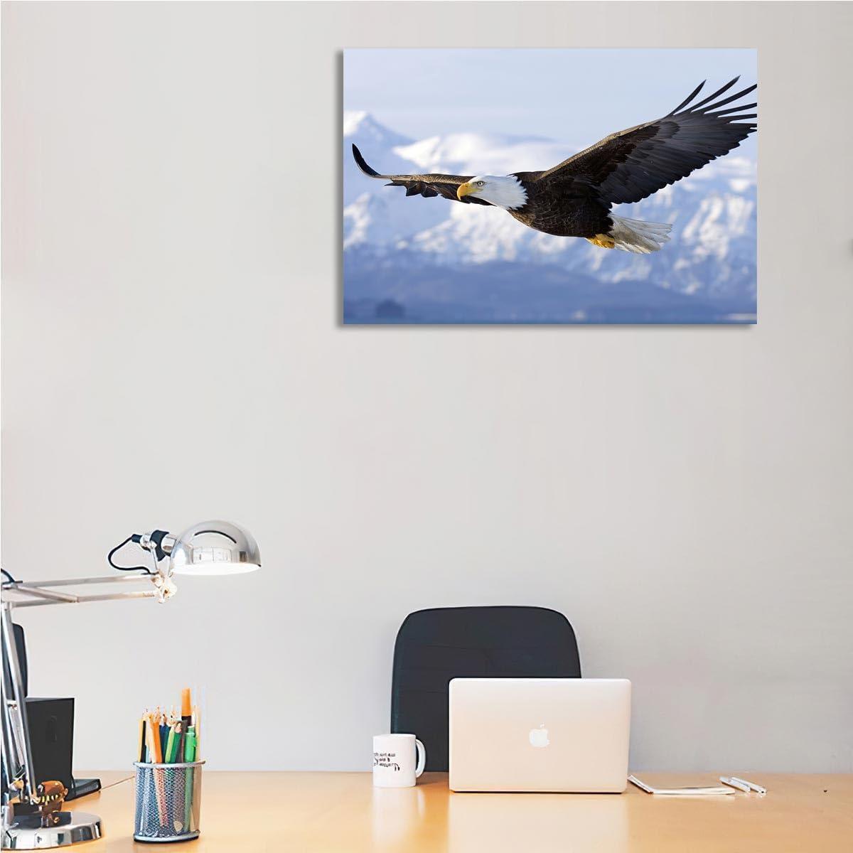 AFLE Bald Eagle Poster,Flying Bird Wildlife,Canvas Wall Art For Living Room Decor Aesthetic Vintage Posters & Prints,College Posters For Guys Cuadros Para Dormitorios,16x24 inches,Unframed