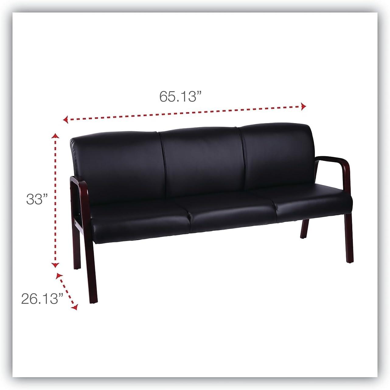 Alera ALERL2319M 65.75 in. x 26.13 in. x 33 in. Reception Lounge 3-Seat Sofa - Black/Mahogany