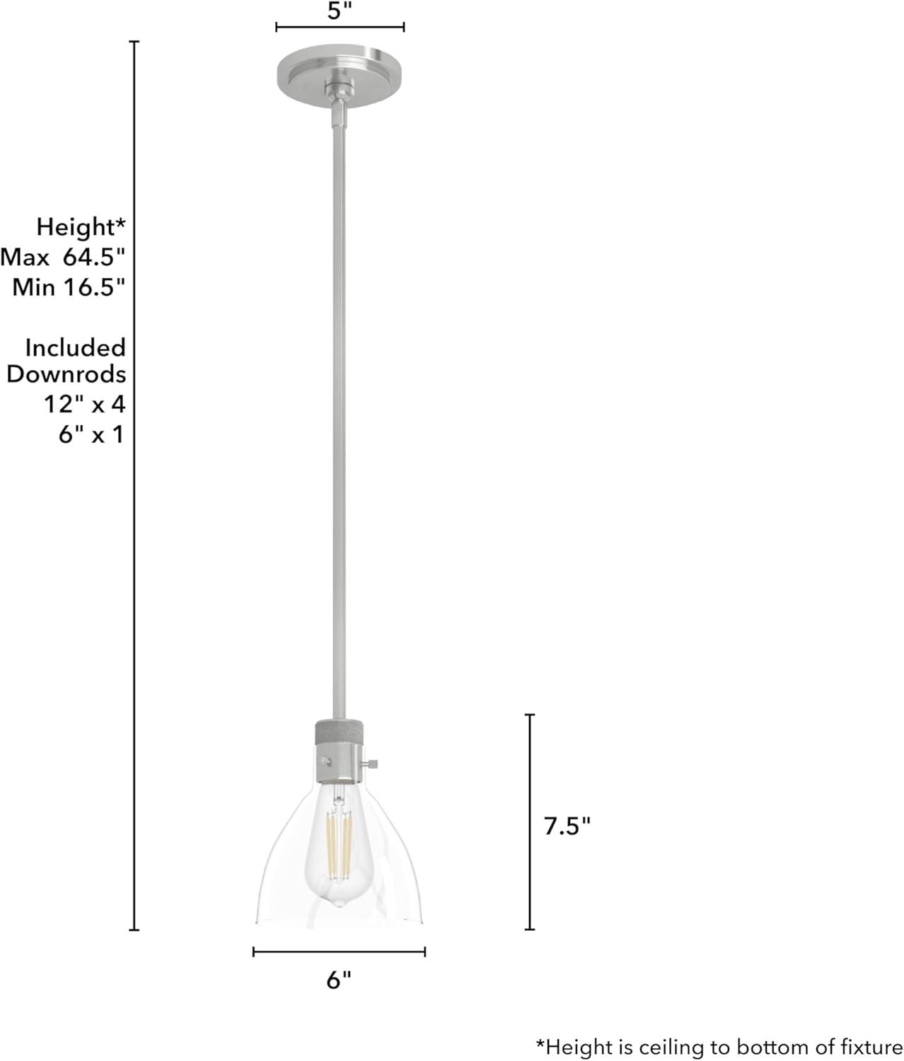 Hunter 6 inch Van Nuys Brushed Nickel 1 Light Mini Pendant Ceiling Light Fixture