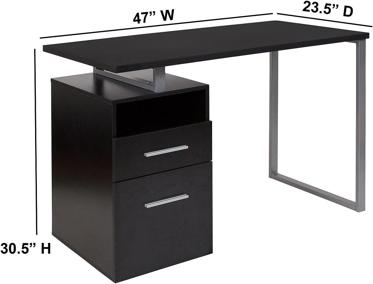 Leo Computer Desk with Two Drawers and Metal Frame