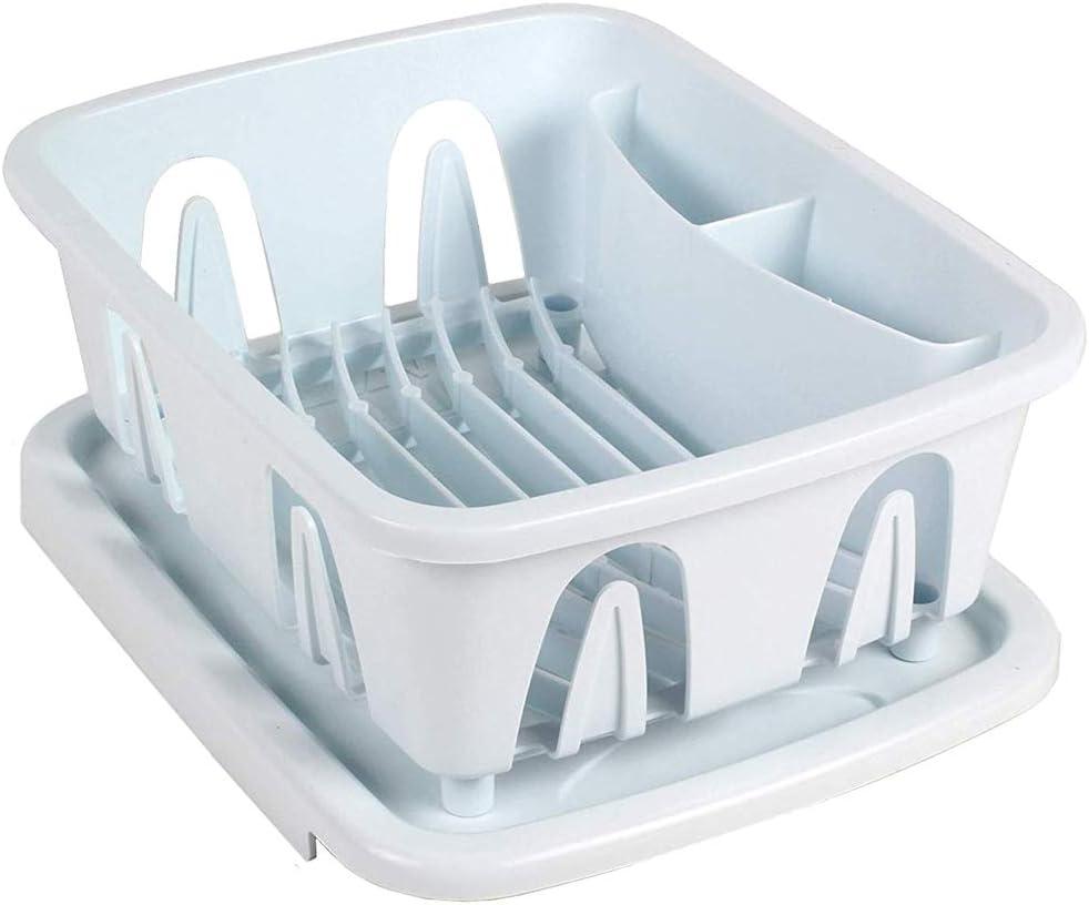 White Metal Mini Dish Drainer with Utensil Cup