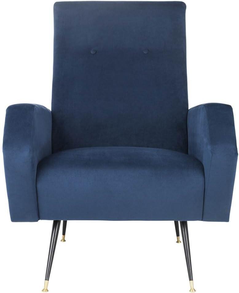 SAFAVIEH Aida Velvet Retro Mid Century Accent Chair, Navy