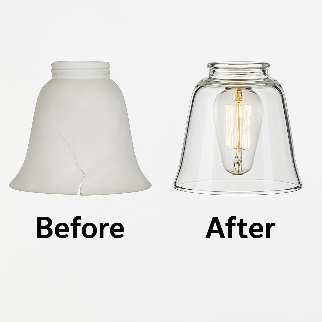 LIGHTACCENTS Clear Glass Ceiling Fan Light Covers – Replacement Lamp Shades for Ceiling Fixtures – Fan Light Globes for LED or Incandescent Bulbs – 4-Pack Clear Dome Set