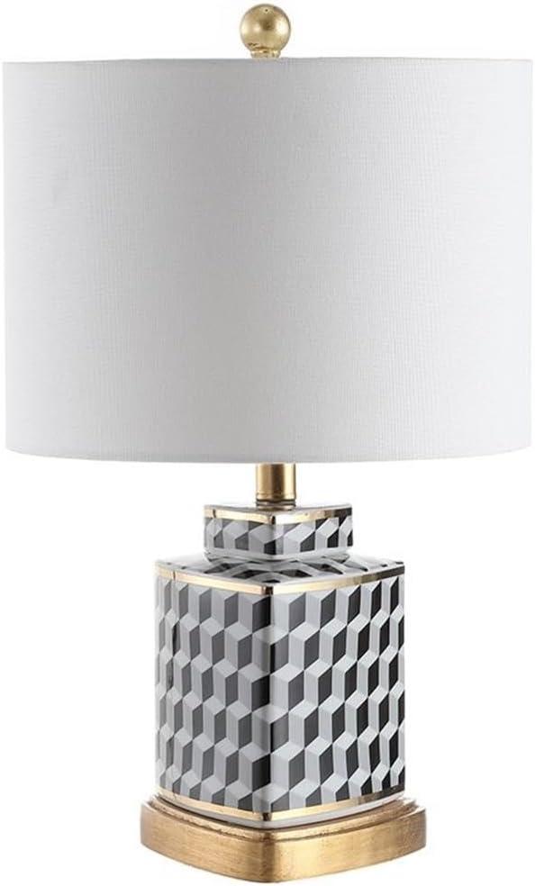 Alisha 21.5" Black and White Ceramic Table Lamp with Gold Accents