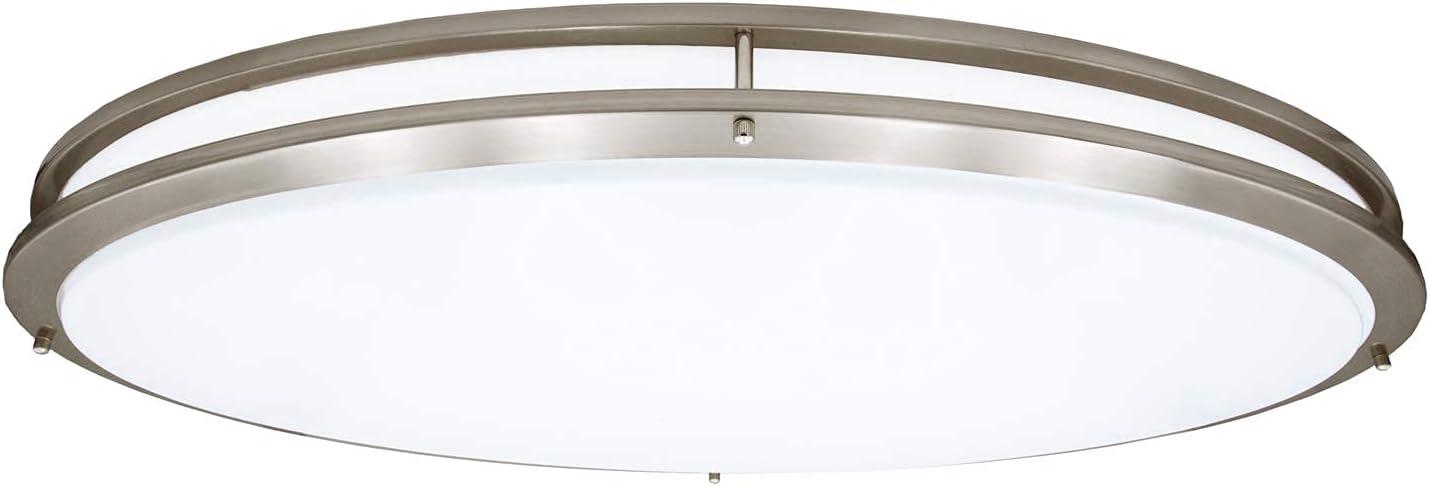 Elegant 32" Satin Nickel Oval LED Ceiling Light, Dimmable & Color Selectable