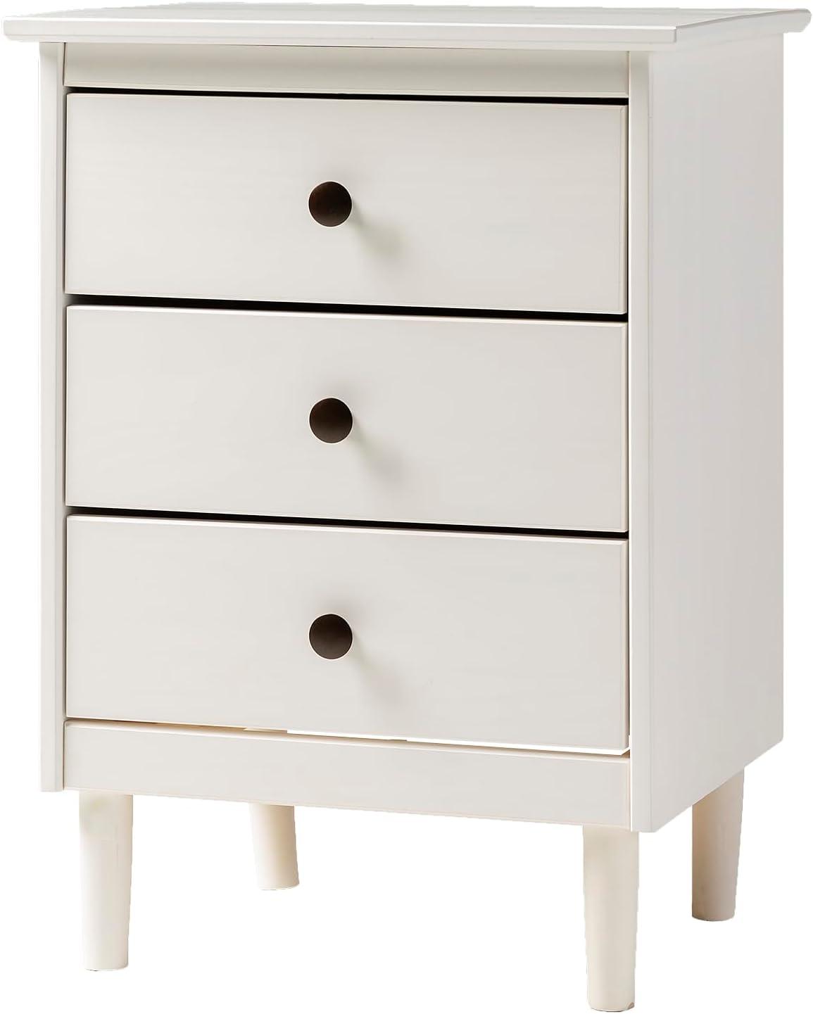 Stiva Classic Mid-Century Modern 3 Drawer Nightstand White