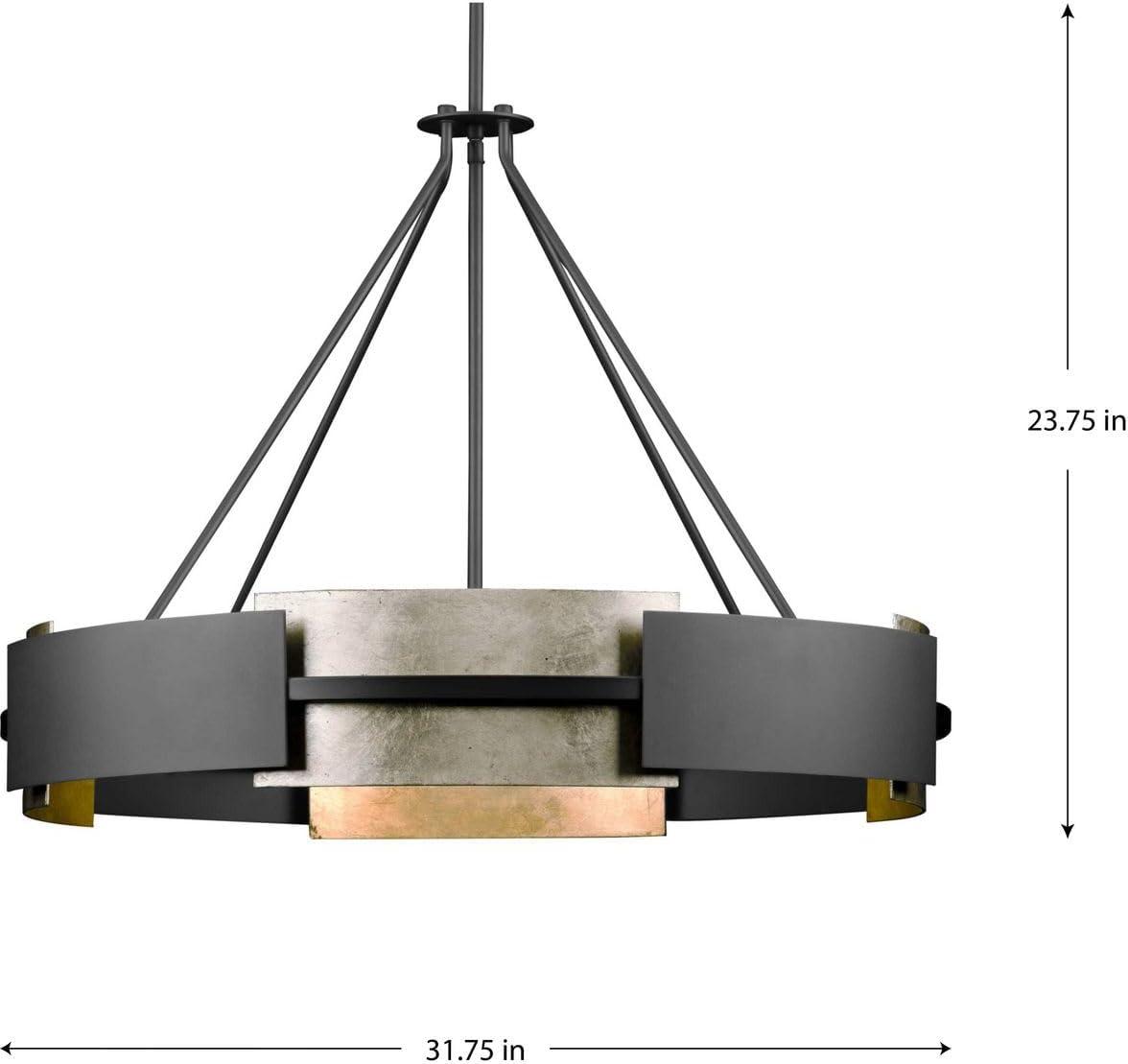 Progress Lighting Lowery 6-Light Chandelier, Matte Black, No Shade