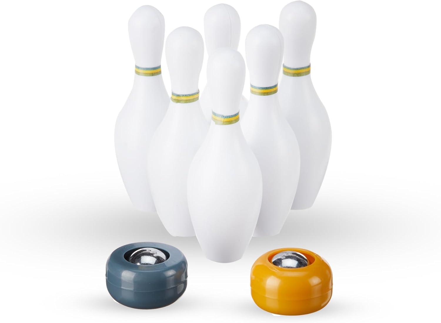 Foster & Rye Mini Bowling Set - Travel and Tabletop Games, Includes Weighted Game Mat and Mini Bowling Pins - Desk Games 9-Piece Set of 1