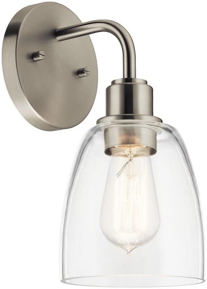 Nickel Textured 11" Wall Sconce with Clear Glass Shade