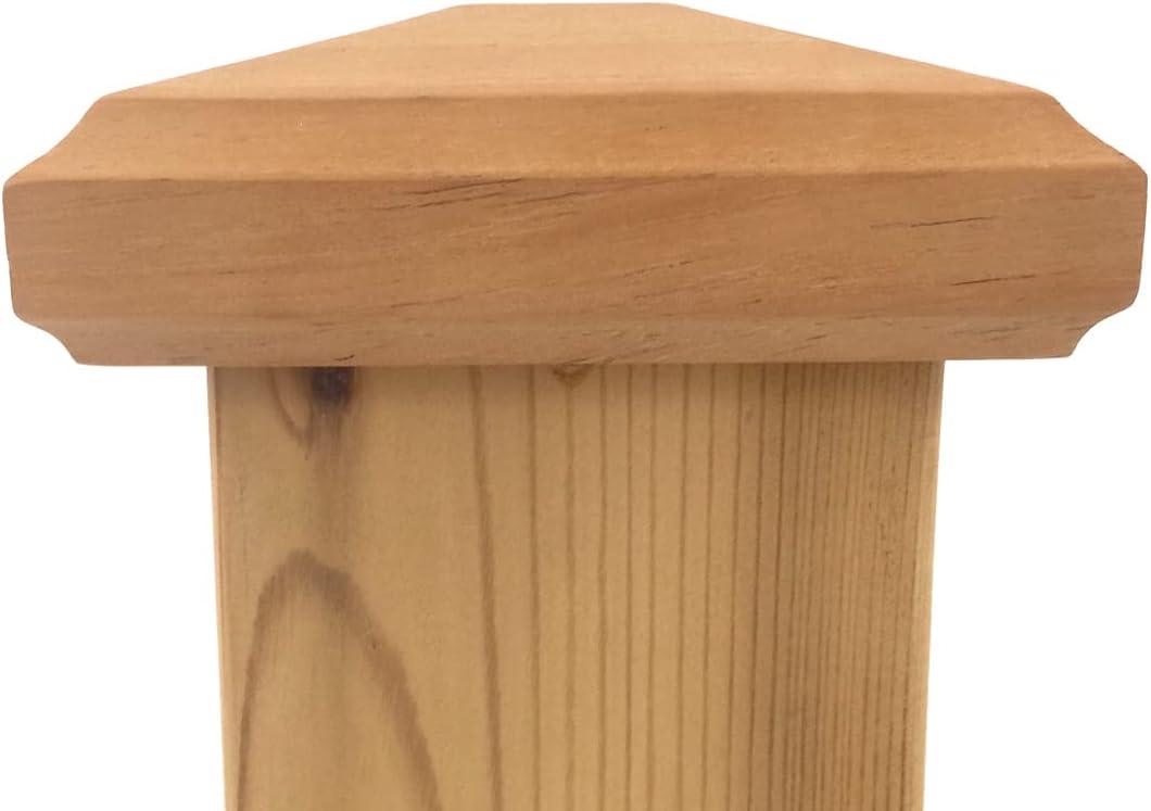 4x4 Traditional Wood Pyramid Post Cap by Captiva - One-Piece Miterless - 3/8" Extended Lip - (3-1/2" x 3-1/2")