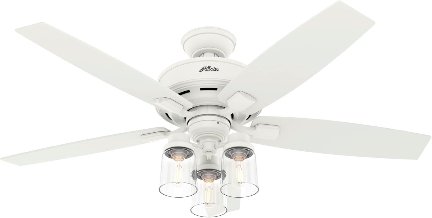 Bennett 52" Matte White Ceiling Fan with LED Lights and Remote