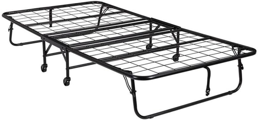 DHP Levy Folding Guest Bed with Metal Frame & 4 Inch Mattress, Twin, Black