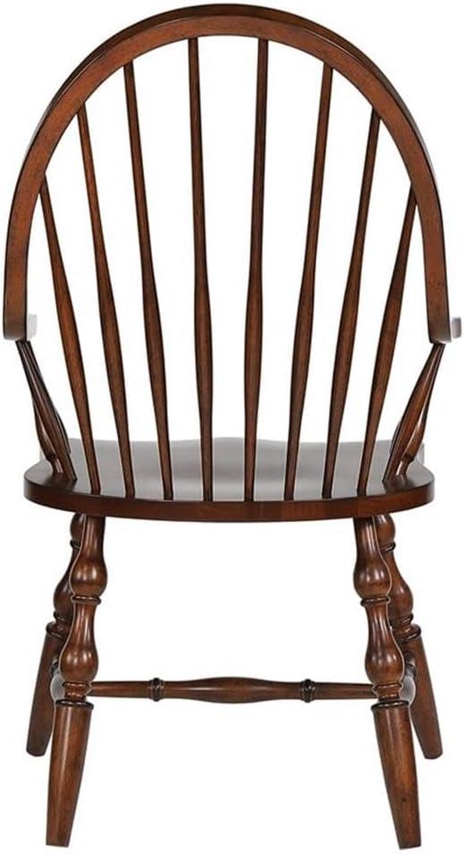 Sunset Trading 41 x 23.5 x 25 in. Andrews Windsor Dining Chair with Arms & Seat Distressed Chestnut Brown