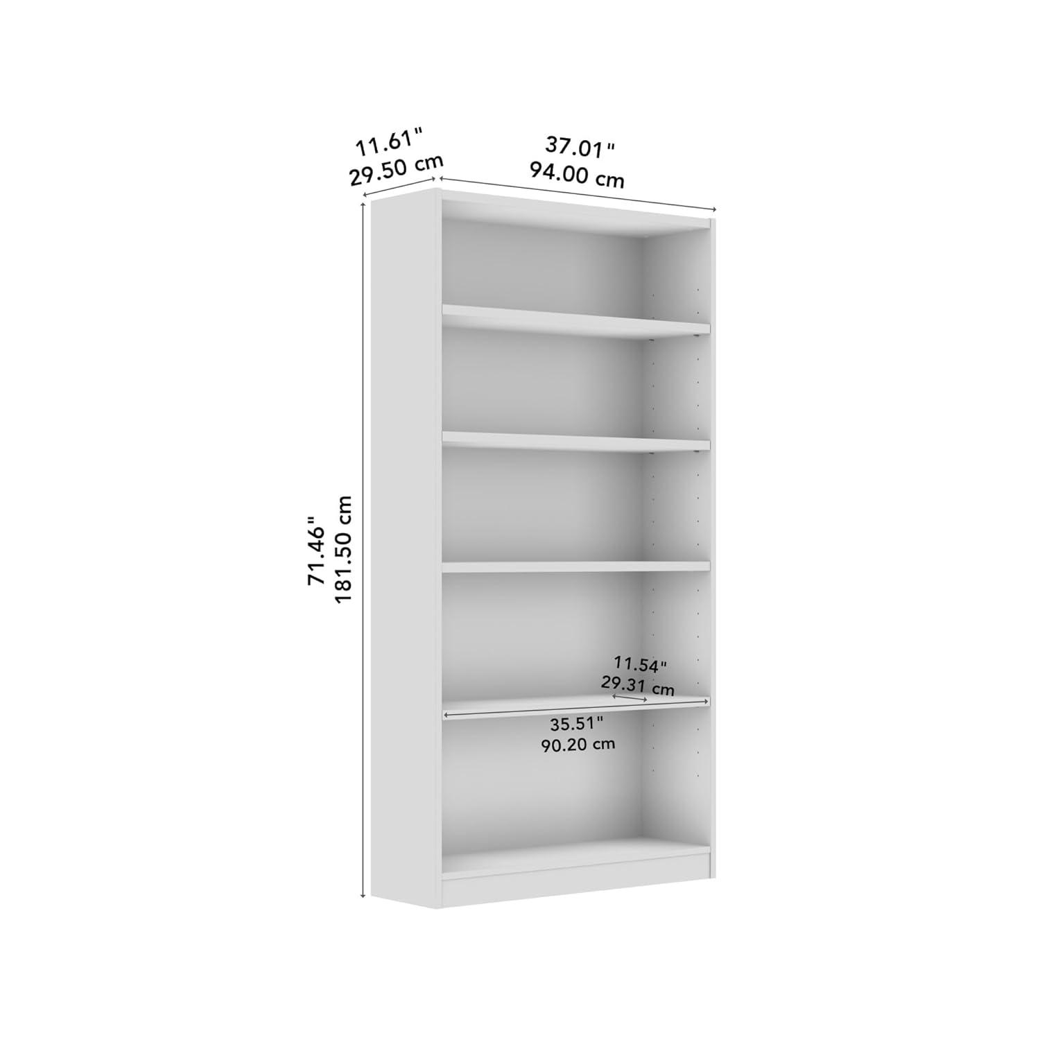 Bowery Hill 5 Shelf Tall Bookcase in Modern Gray - Engineered Wood