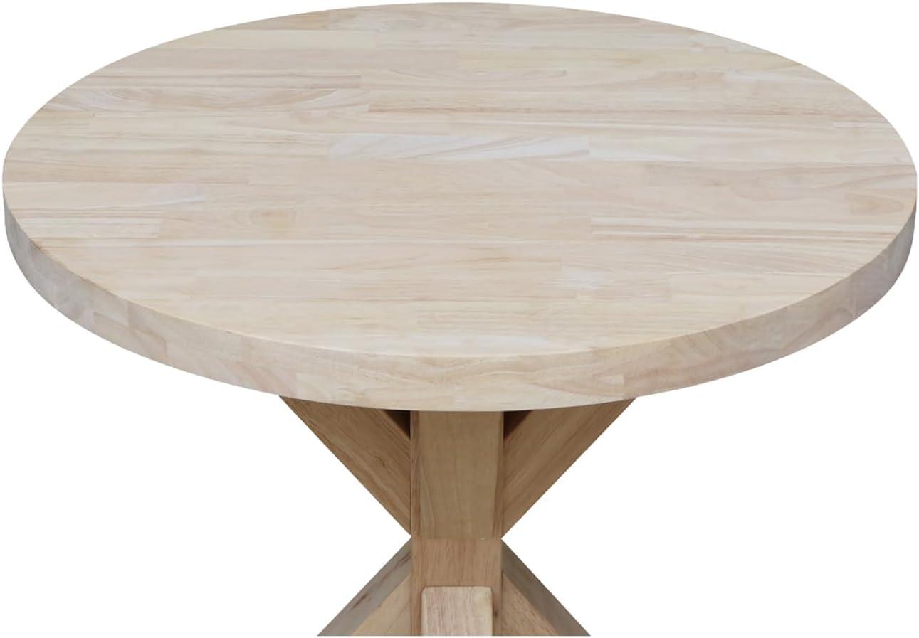 Sierra Round End Table Unfinished - International Concepts: Solid Wood, Parawood, 26" Height