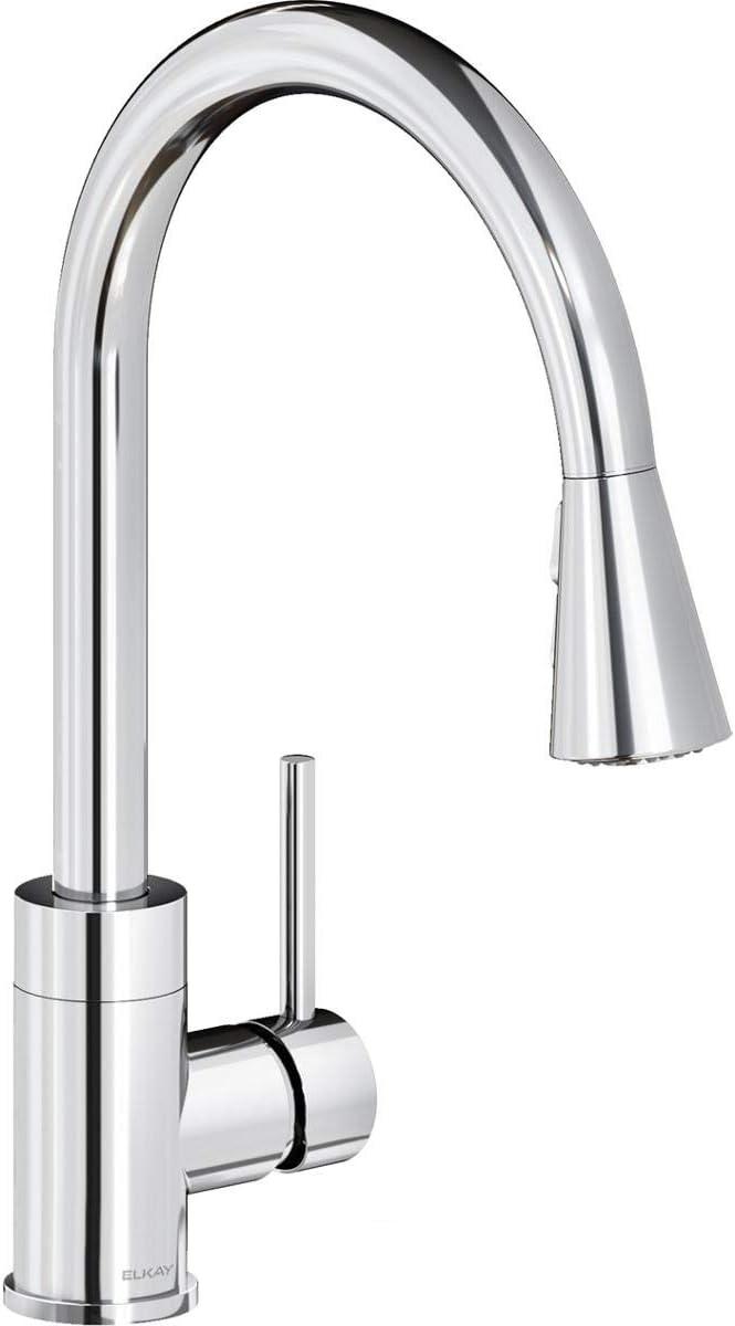 Chrome Single Handle Kitchen Faucet with Pull-Down Spray