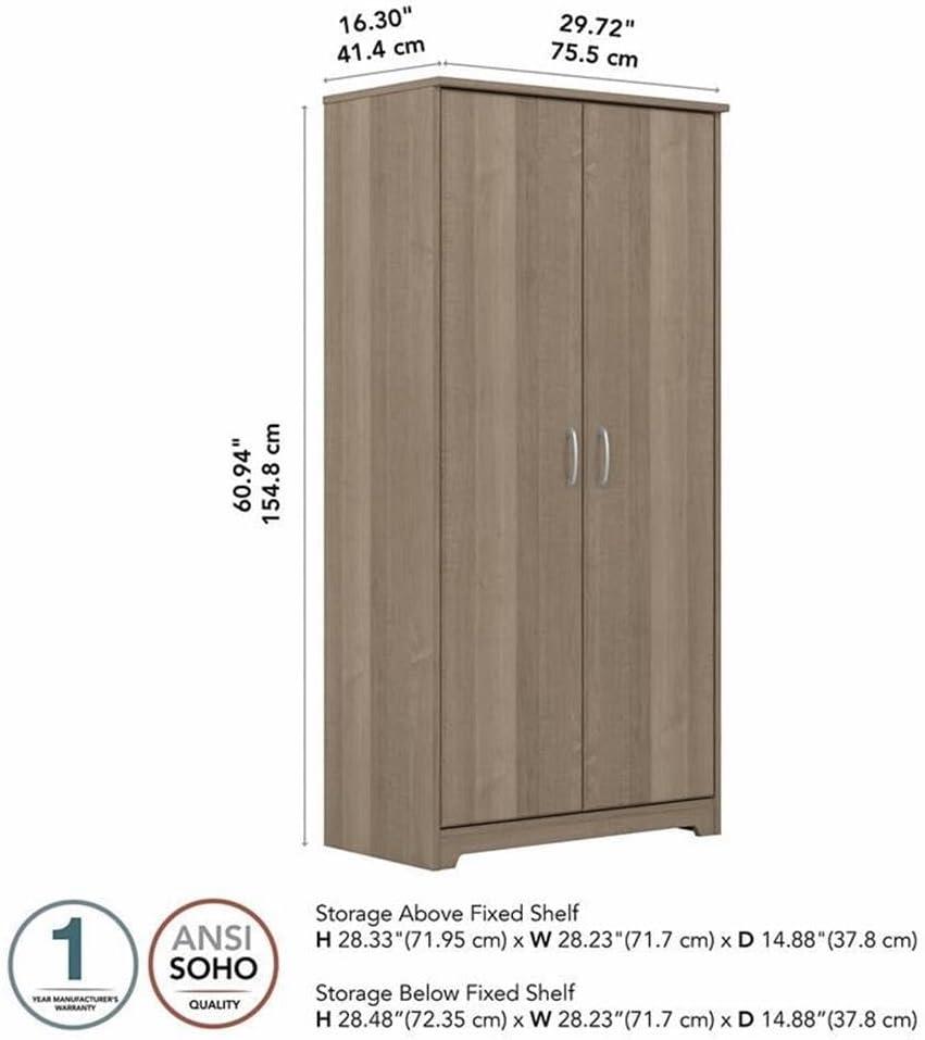 Cabot Tall Kitchen Pantry Cabinet with Doors in Ash Gray - Engineered Wood