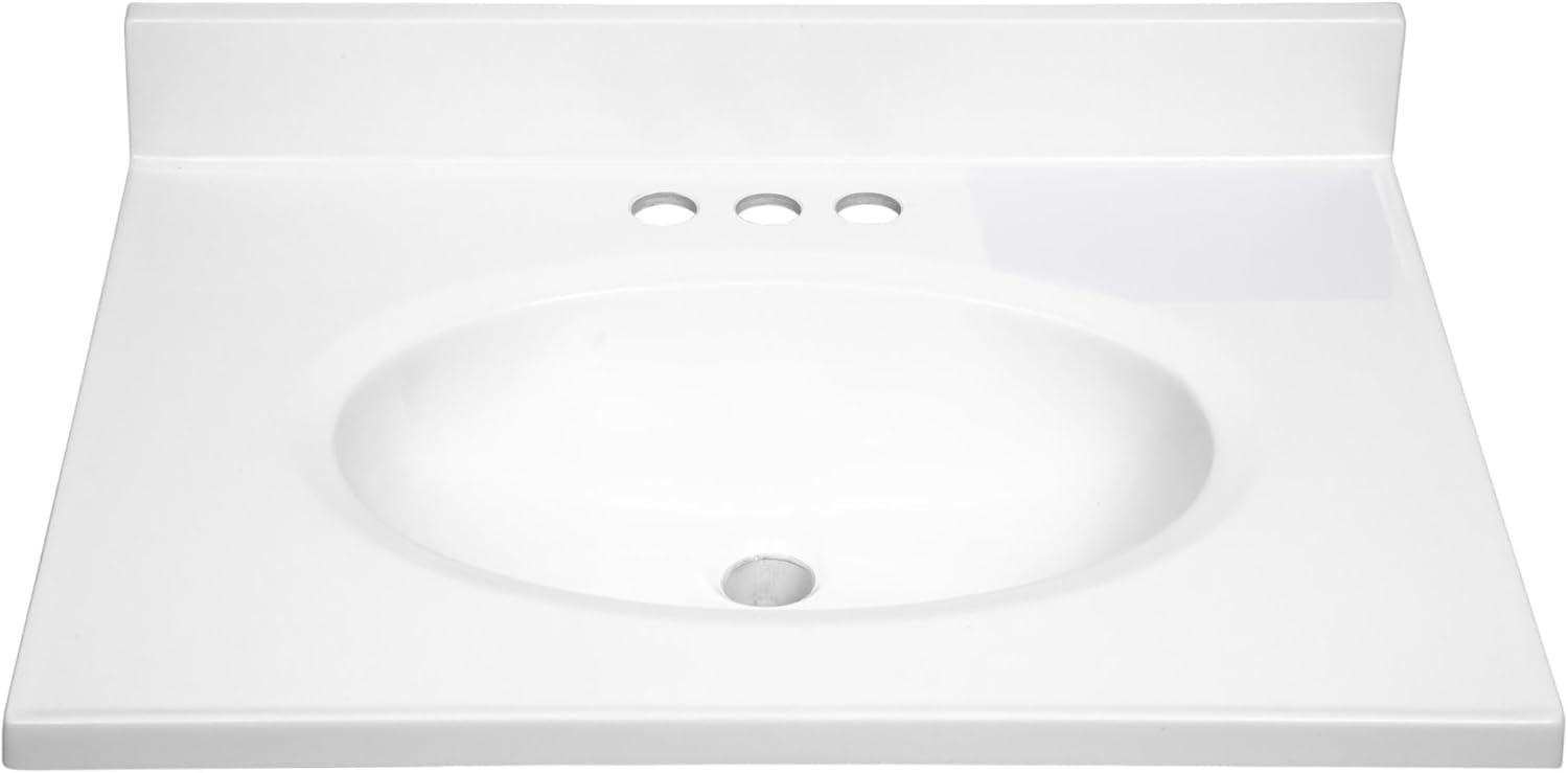 Design House  Cultured Marble Vanity Top in Solid White, 25-Inch x 19-Inch