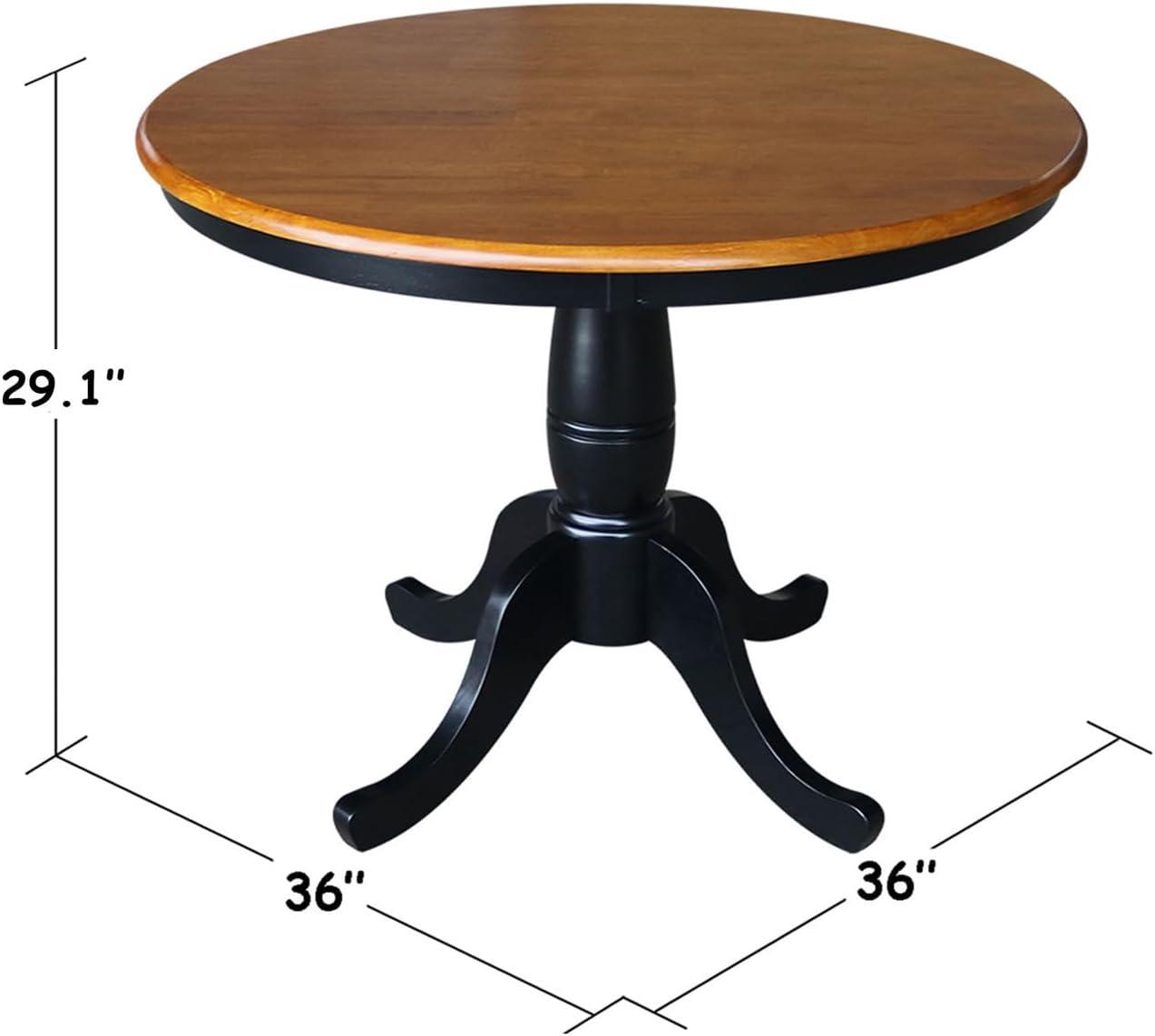 Piperton Round Wood Farmhouse Dining Table in Black Cherry