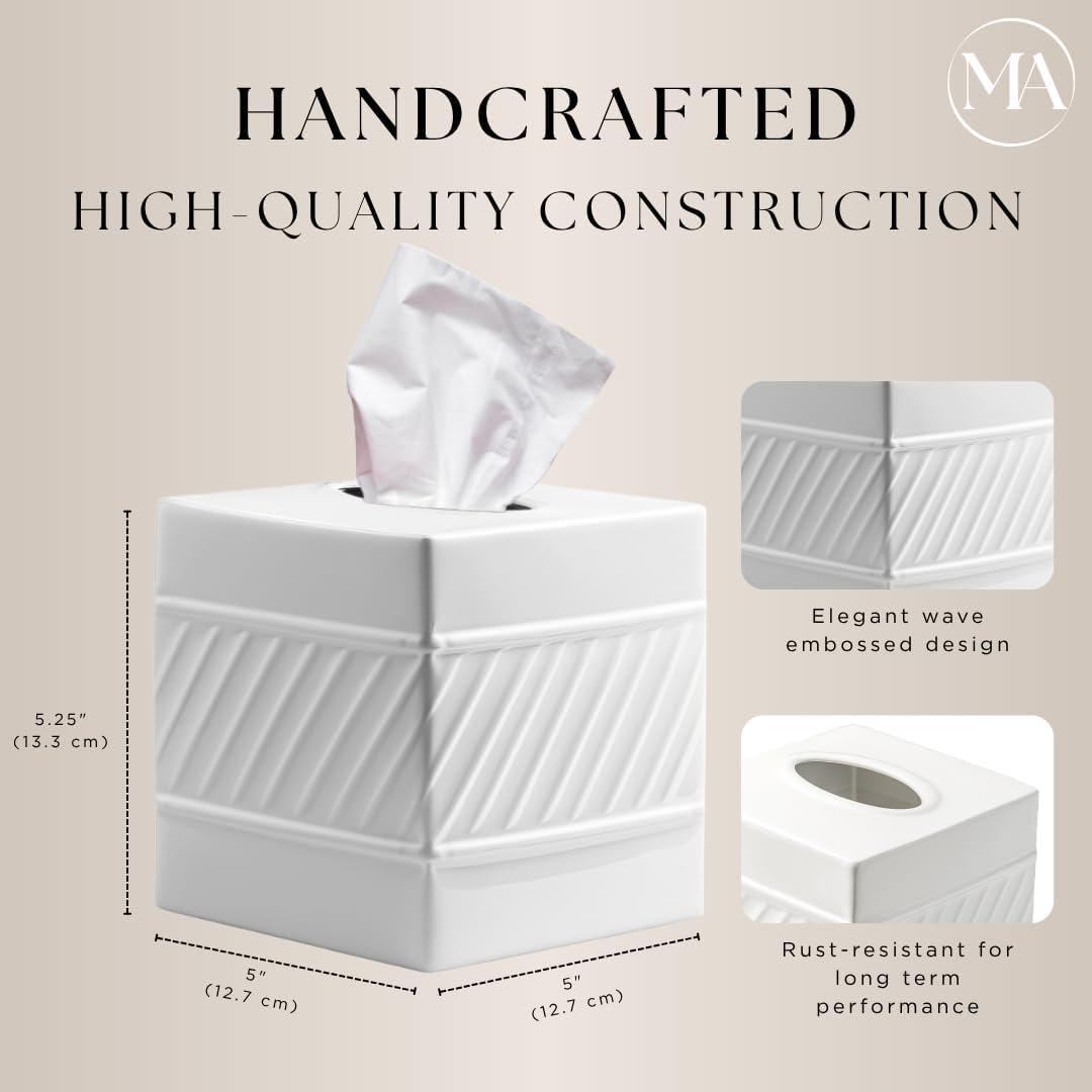 Monarch Abode Wave Embossed Metal Tissue Box Cover