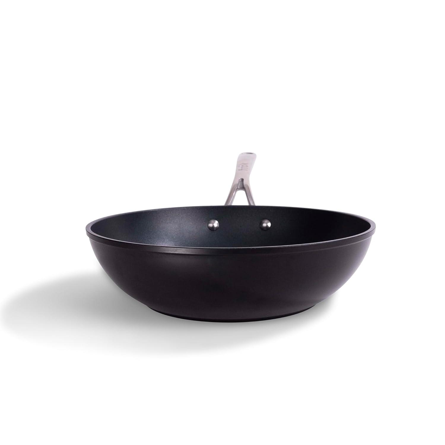 frök Frök Non-Stick Fry Pan Meets Wok With Lid, 11-Inch, Black & Silver