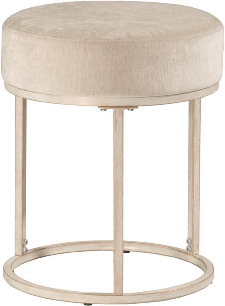 18" Swanson Backless Upholstered Metal Vanity Stool Bone White - Hillsdale Furniture: Round Padded Seat, Modern Design