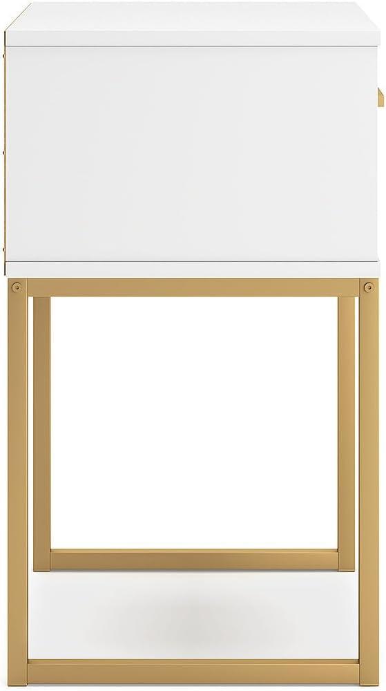 Signature Design by Ashley Socalle 1 Drawer Nightstand, White/Gold