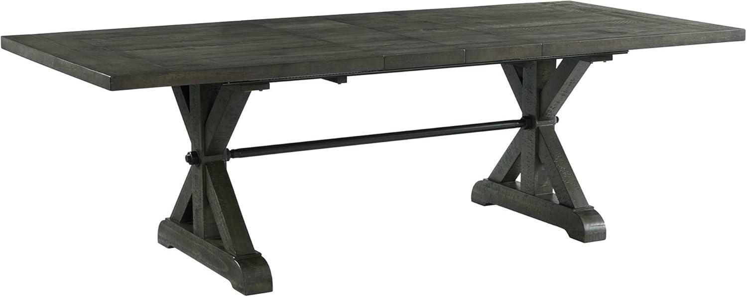 Distressed Gray Wood Trestle 96" Extendable Dining Table