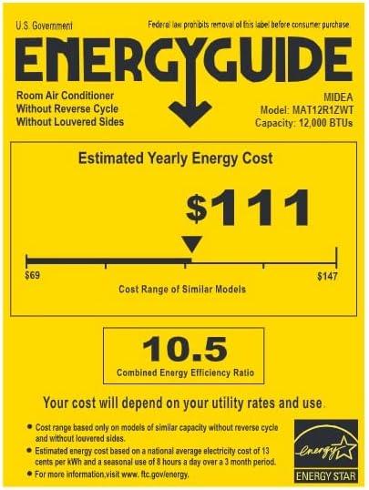 Midea MAT12R1ZWT 12,000 BTU In-Wall, Through The Wall  Air Conditioner 115V
