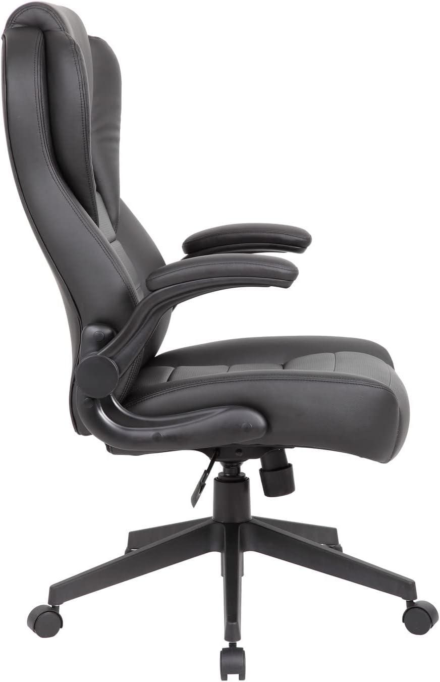 Executive High Back Leatherplus Flip Armchair Black - Boss Office Products