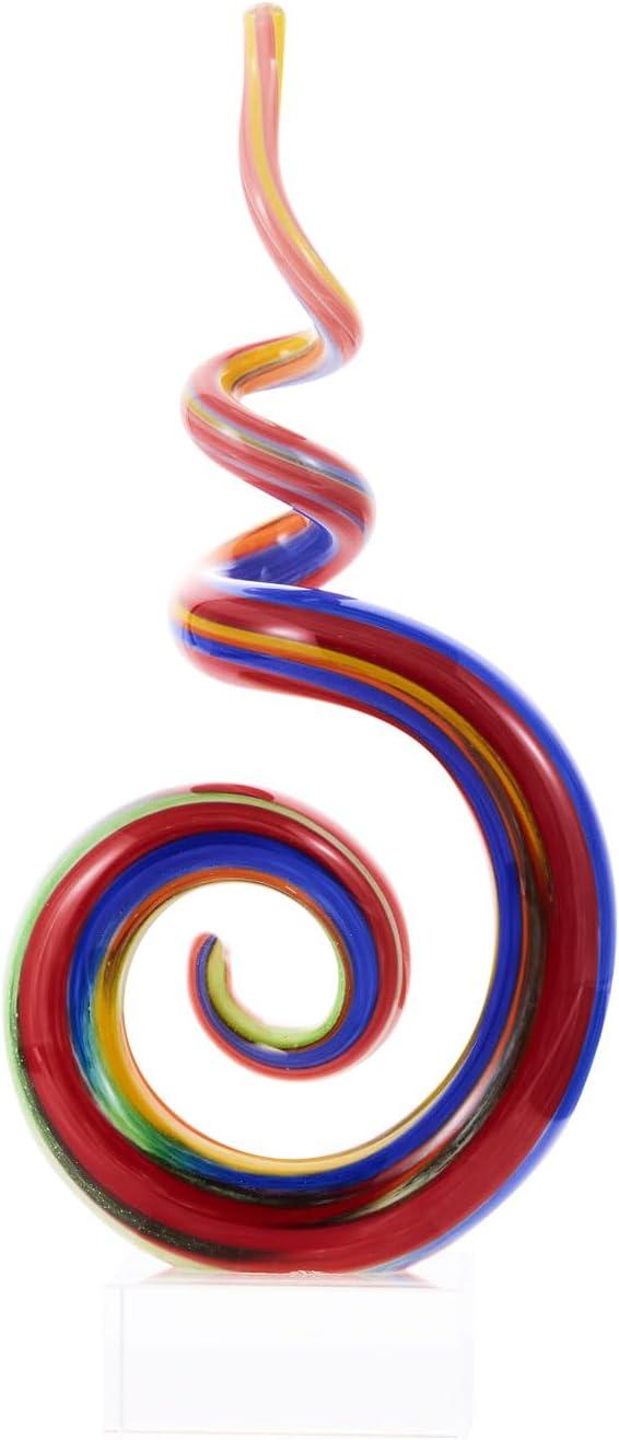 Luxury Lane Hand Blown Abstract Rainbow Swirl Sommerso Art Glass Sculpture Multicolored 9.5"H