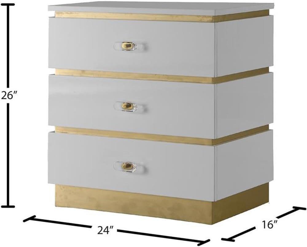 Meridian Furniture Esme Accent Table in White Lacquer/Gold