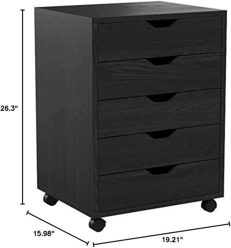 Halifax 5 Drawer Cabinet with Casters Black - Winsome