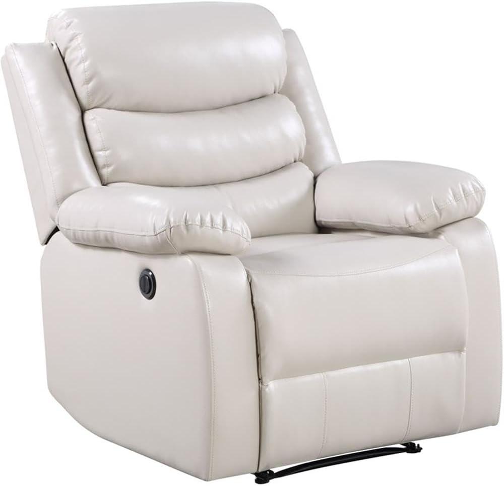 39" Eilbra PU Accent Chair Beige - Acme Furniture: Smooth Faux Leather, Pocket Coil Seating