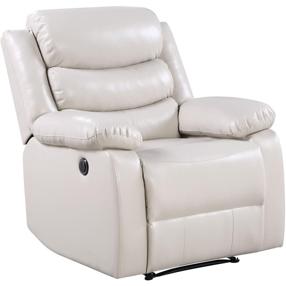 39" Eilbra PU Accent Chair Beige - Acme Furniture: Smooth Faux Leather, Pocket Coil Seating