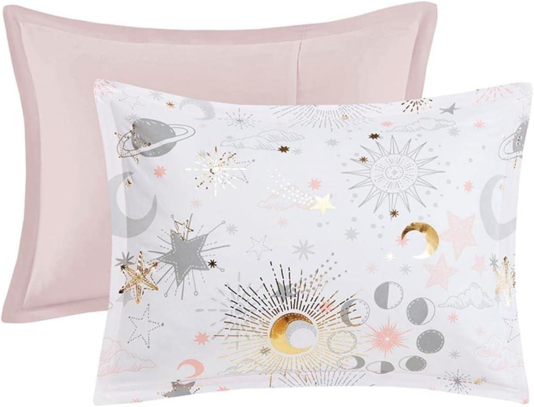 Celia Blush/Gold Starry Sky Metallic Print Comforter Set