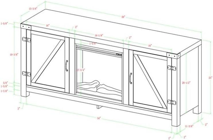 Barnwood 58" Rustic Fireplace TV Stand with Cabinet