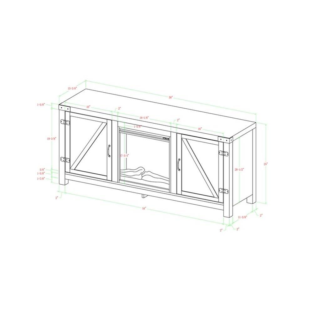Barnwood 58" Rustic Fireplace TV Stand with Cabinet